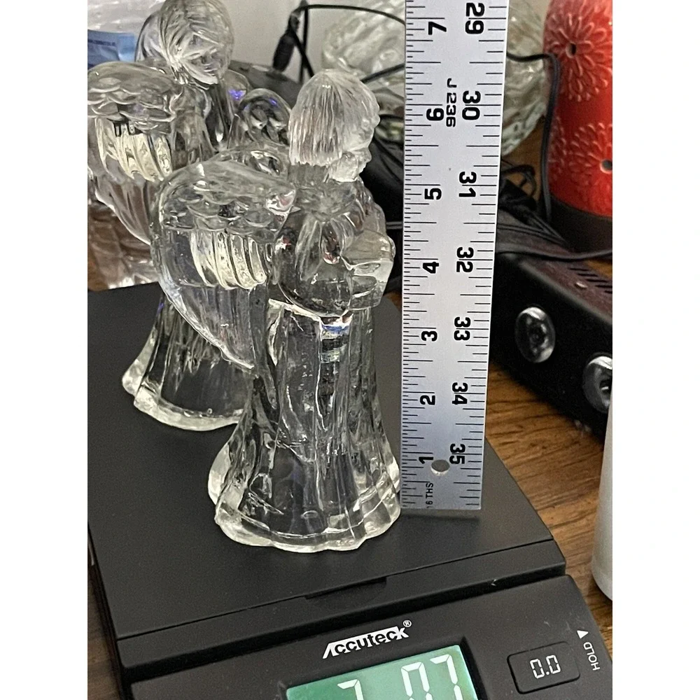 Angels Candlestick Holders Christmas 6-Inch-Tall Candle‎ Holiday Clear Glass